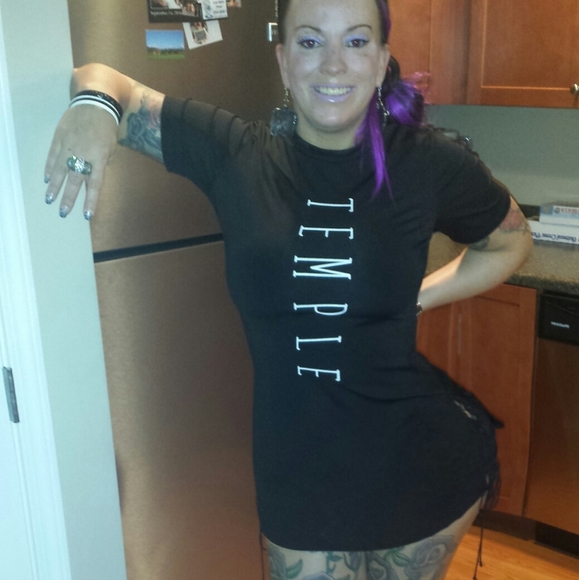 Black Tunic Long Side Slits Graphic Top - Picture 11 of 13